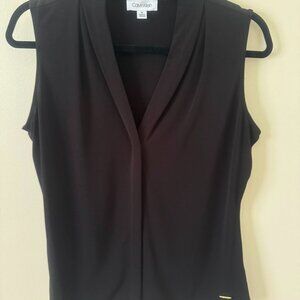 Calvin Klein Gathered V-Neck Sleeveless Blouse